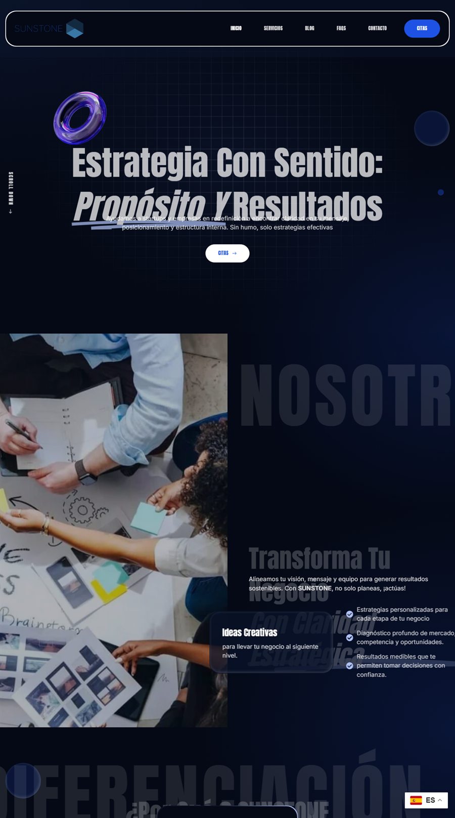 Diseño web de Sunstone, estrategia digital